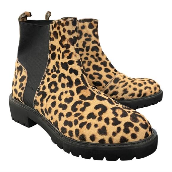 Steve Madden Gliding Leopard Calf Hair Chelsea Boot Size 7 - Picture 1 of 8